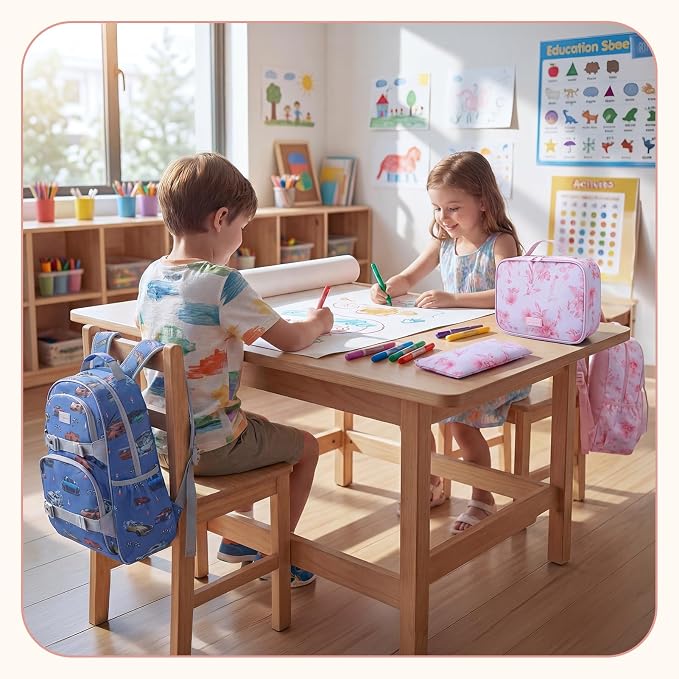 mommore Kids Backpack for Boys 4-8 with Lunch Box Elementary Kindergarten Preschool School Backpack 15'' Fit Folders Bottles, Cool Truck