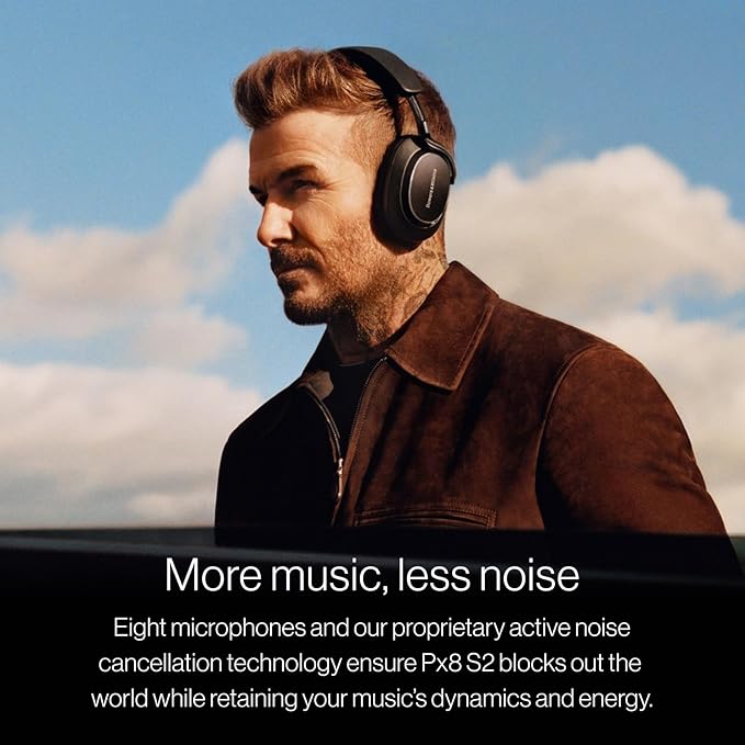 Bowers & Wilkins Px8 S2 Wireless Over-Ear Headphones, Active Noise Cancelling & Transparency Mode, High-Res Playback, 30H Playtime with Quick Charge, Bluetooth Headphones, Warm Stone