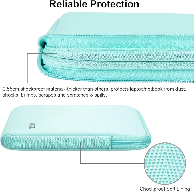 Arvok 13 13.3 14 Inch Laptop Sleeve Case for MacBook Pro/MacBook Air 13-14 inch, Water-Resistant Notebook Chromebook Computer Pouch, Carrying Bag Cover for HP/Dell/Lenovo/Asus/Acer, Light Green