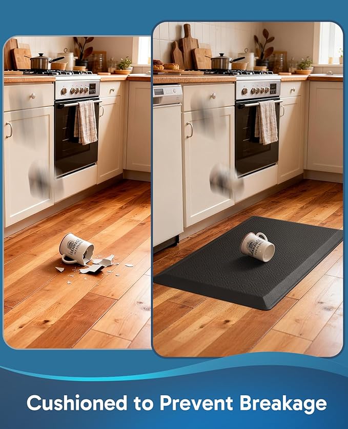 Ophanie Kitchen Mats for Floor,3/4 inch Thick,20x39 Anti Fatigue Cushioned Mat with 99+ Pairs of Anti-Slip Bottom Ridges,Kitchen Rugs,Waterproof,Comfort Ergonomic Standing Mat for Office,Home,Sink