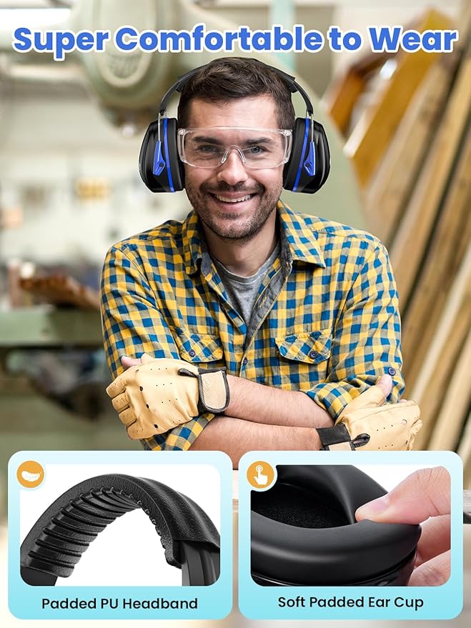 Noise Reduction Ear Muffs, SNR31dB Hearing Protection Sensory Earmuffs, Noise Cancelling Headphones for Adults Ear Protection for Gun Range, Yard Work, Mowing, Monster Truck, Fireworks