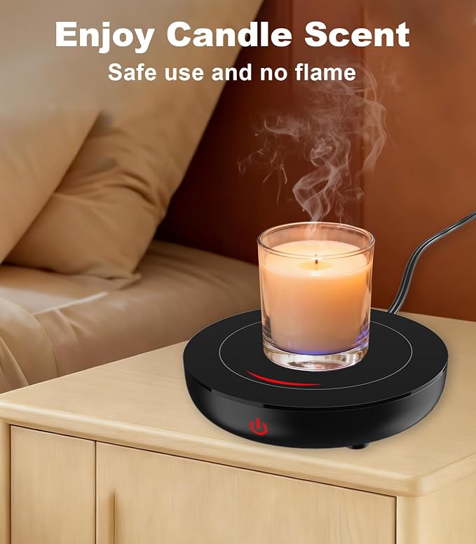 Kepwam Coffee Mug Warmer for Desk, 3-Temp Fast Heating Cup Warmer with 6H Auto Shut Off, LED Light & Smart Candle Warmer for All Beverages, Ideal Gifts for Women Men