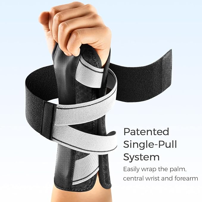 FREETOO Carpal Tunnel Wrist Brace Night Support Fit Right Hand for Work, Pain Relief Wrist Splint for Tendonitis, Arthritis,Sprain, Wrist Immobilizer Fit Women Men for Sleeping (XS, Black/Grey)