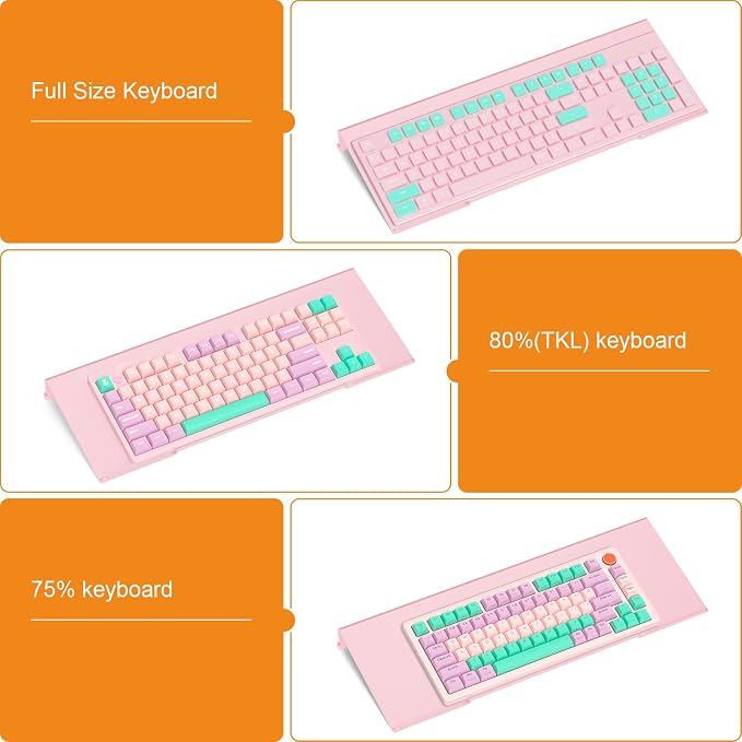 BEEGO Ergonomic Computer Keyboard Stand - Pink Acrylic Keyboard Riser Tilted Keyboard Holder Keyboard Tray with Pink Non-Slip Strip for Easy Typing at Home School Office Desk Accessories