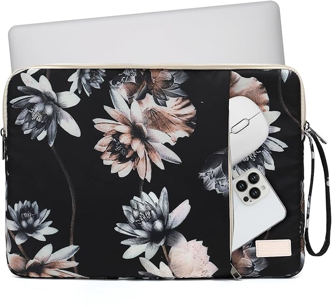 Laptop Sleeve 13.3 inch14 Inch, 15.6inchWater Resistant Traveling Computer Cover with Handle, Shockproof Protective Carrying Laptop Case (Y8-Lotus, 12.5 inch-13.5 inch)