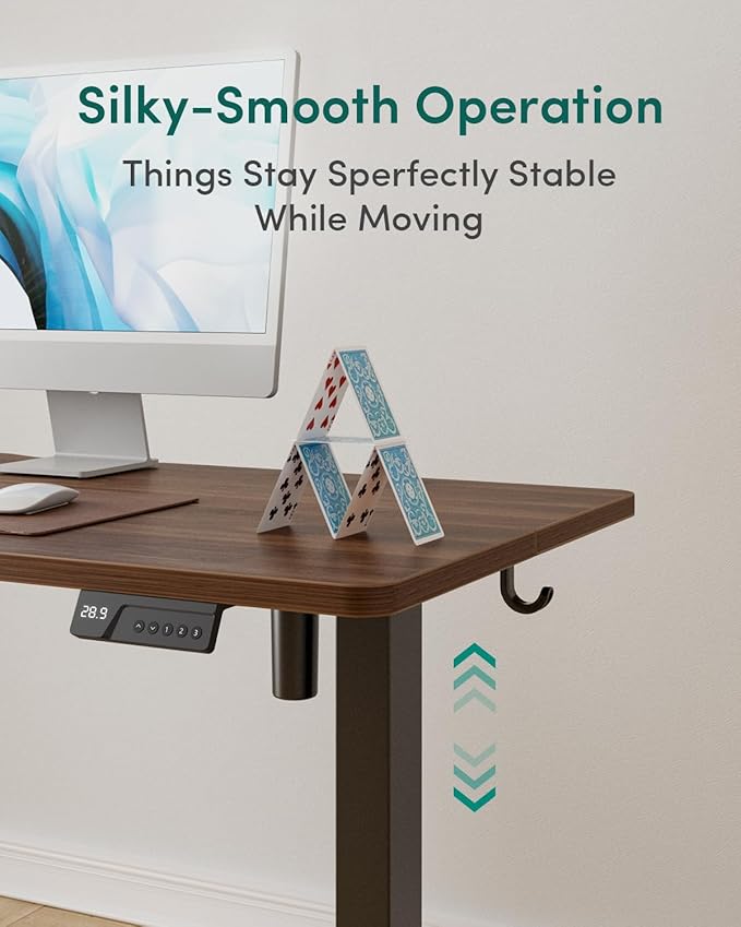 CubiCubi 55 x 28 Large Standing Desk, Height Adjustable Electric Computer Desk, 28" Deep Desktop, Sit Stand up Home Office Workstations with 4 Preset Heights, Black Walnut