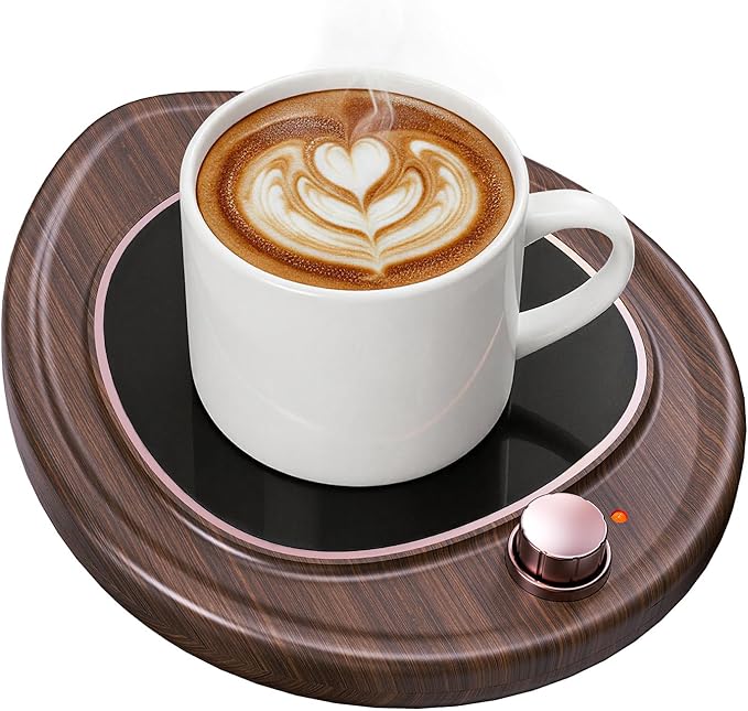 Coffee Mug Warmer - Large Candle Warmer Plate, 2-Temp Setting (131℉ & 113℉) & Fast Heating, Elegant Desk Warmer for Coffee/Tea/Milk/Candle, Ideal Office Home Gift (Wood Grain)