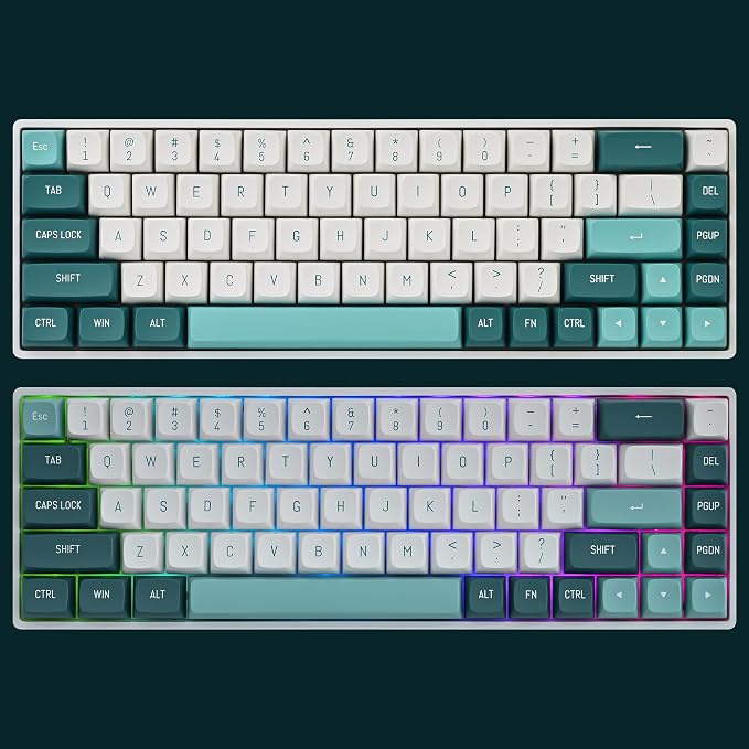 GTSP 163 Keys CSA Profile PBT Keycaps Set with 7U Spacebar, Double Shot Custom Green Keycap for ANSI Layout 60% 65% 100% MX Switches Mechanical Keyboard (Forest)
