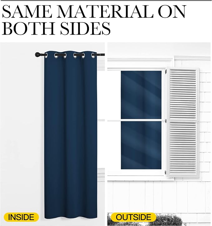 NICETOWN Curtain Blackout Drape Panel, Single Panel, 42 x 84 inch, Moroccan Blue, 3 Pass Microfiber Noise Reducing Thermal Insulated Window Drapery with Grommet