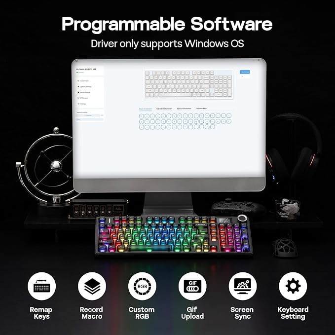 EPOMAKER Aula F99 MAX Wireless Mechanical Keyboard, Smart Screen & Knob, 8000mAh, 2.4Ghz/BT Creamy Keyboard, Pre-Lubed Switch, Hot-Swappable, RGB Backlit, Custom Software (Black)