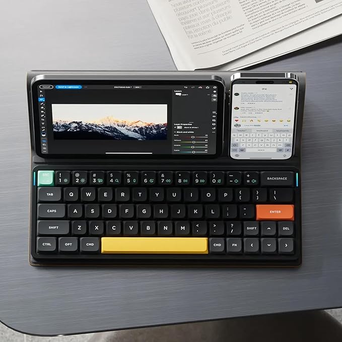 nuphy Air60 V2 Portable Wireless Keyboard 60% Low Profile Mechanical Keyboard Support QMK/VIA Compatible with Windows/mac OS/Linux Supports Bluetooth 5.1/2.4GHz/USB-C Black - Gateron Red Switch