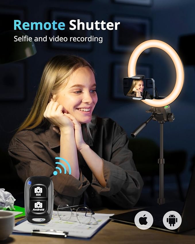 UBeesize 12" RGB Ring Light with 50" Tripod Stand & Phone Holder, Dimmable Selfie Light for TikTok, YouTube, Live Streaming & Photography
