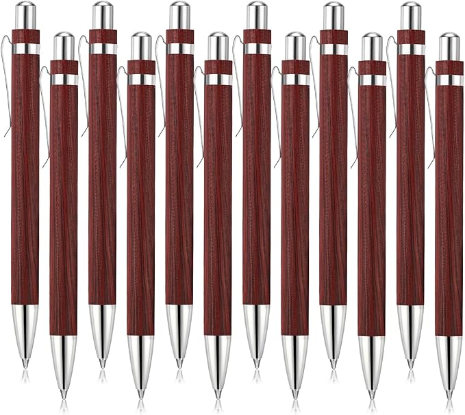 12 Pcs Bamboo Pens Employee Appreciation Gifts Engraving Wooden Ballpoint Pens Must Have for Writing Office Staff Coworkers(Log Color)
