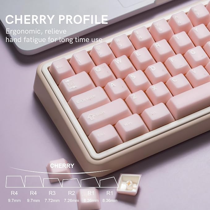 dagaladoo Pink Jade keycaps,Double Shot PBT keycaps Crystal Set,Ceramic Custom Keycap Translucent,Cherry Profile Key caps for 60%/65%/75%/TKL/96%/100% US Layout Mechanical Keyboard(121keys)