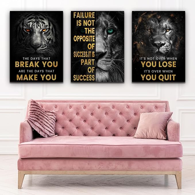 Motivational Office Wall Decor 3 Pieces Paintings Motivational PostersMotivational Wall Decor Prints Inspirational Canvas Wall Art Picture for Home Bedroom Living Room Decorations (60"Wx28"H)