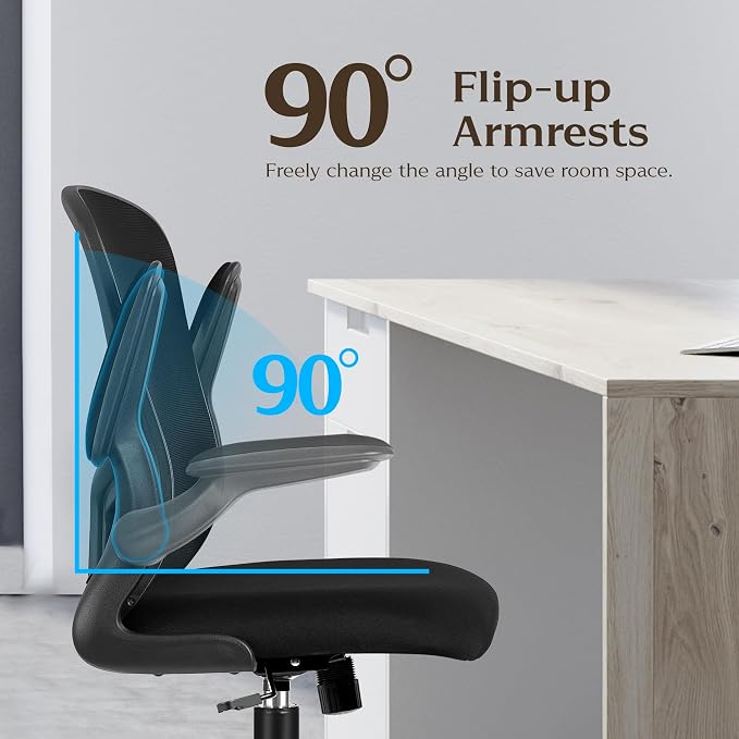FelixKing Office Desk Chairs, Ergonomic PC Desk Chair with Wheels, Adjustable Lumbar Support and Height, Swivel Computer Chair with Flip-up Armrests, Ergo Mesh Backrest for Working (Black, Pack of 8)