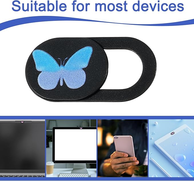 6 Pcs Webcam Cover Slide Butterfly Design Ultra-Thin Laptop Camera Cover 0.73''x0.35'' Slide Web Cam Privacy Blocker for Laptop Desktop Computer Smartphone Tablet to Protect Your Privacy and Security