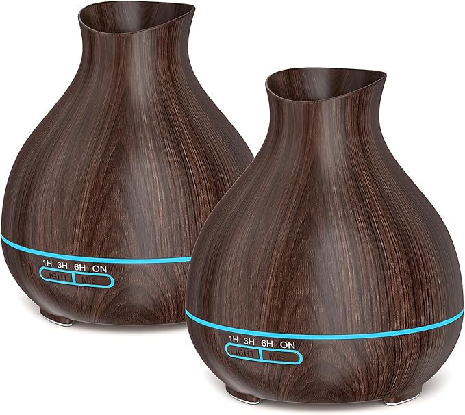 BZseed Aromatherapy Essential Oil Diffusers,2 PCS 550ml High Mist Output Humidifiers for Large Room, Home, Waterless Auto-Off, 7 Color LED Lights Cool Mist Humidifier Ultrasonic Diffusers