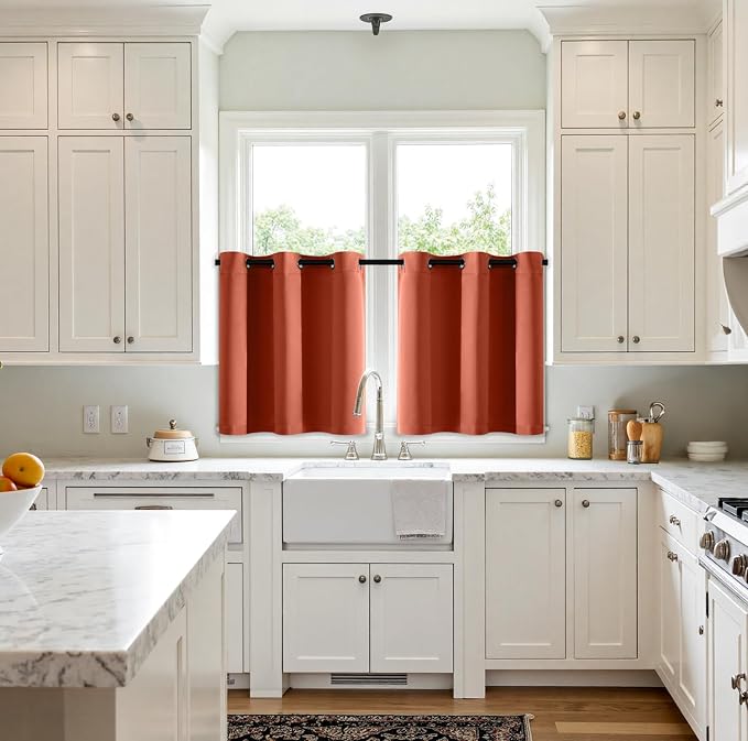 MIULEE Blackout Curtains for Bedroom Living Room 2 Panels, Thermal Insulated Room Darkening Drapes Grommet Noise Reducing Light Blocking Window Treatments 36 Inches Long 40x36 Inch Burnt Orange