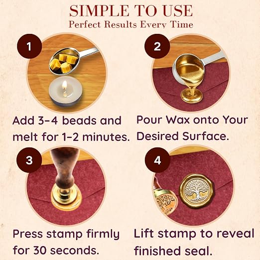 xxxHOLIC Royal Gold Sealing Wax Beads, 400 Metallic Beads with Melting Spoon & 4 Tea Lights for Wedding Invitations, Envelopes, Letters, Cards & Gift Wrapping