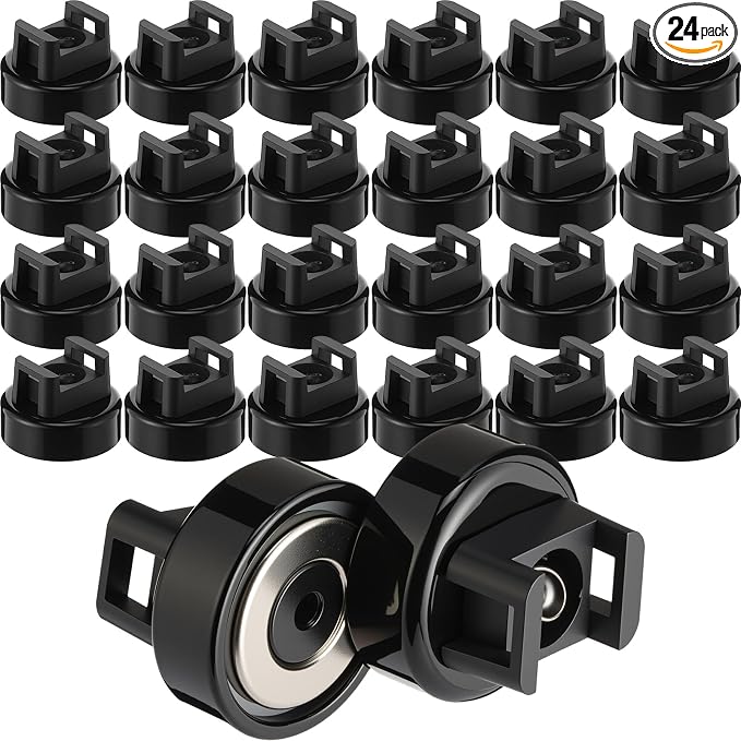 Yookeer 24 Pieces Magnet Zip Tie Mount 22 mm Heavy-duty Magnetic Zip Tie Mounts 22LBS Strong Multipurpose Wire Cable Holder Mount for Home Office Wire Management Marine Electrical Wiring