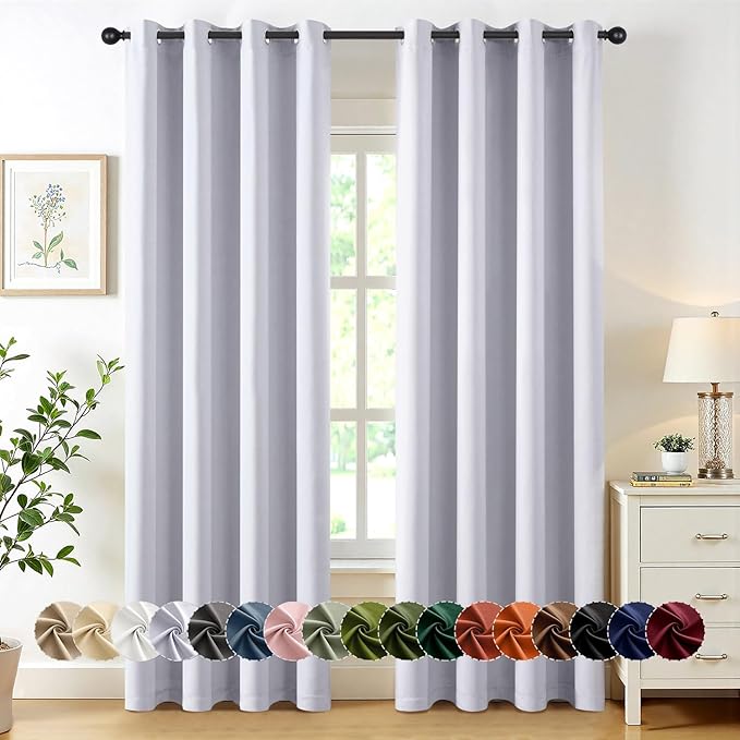 MIULEE Blackout Curtains for Bedroom Living Room 2 Panels, Thermal Insulated Room Darkening Drapes Grommet Noise Reducing Light Blocking Window Treatments 84 Inches Long 50x84 Inch Greyish White