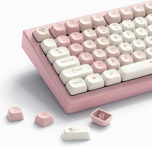 Womier Keycaps - Pink Cute PBT Keycaps MOA Dye-Sublimation 60 65 75 100 Percent, Custom Key caps Set for 61/64/68/84/87/100/104/108 Cherry MX Mechanical Keyboard (Pink)