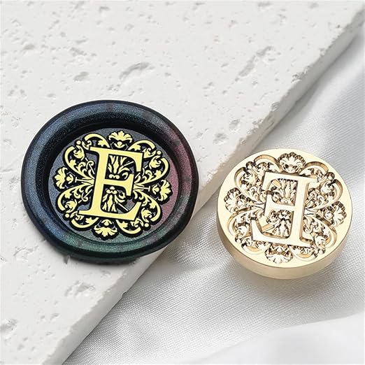 Flower Initial Alphabet E Wax Seal Stamp & Eucalyptus Love Sealing Stamp with Wax Stamp Brass Head Ideal for Wedding Invitations Gift Wrapping Christmas (Floral E)