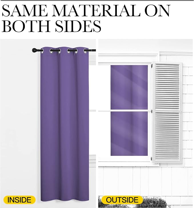 NICETOWN Curtain Blackout Drape Panel 3 Pass Microfiber Noise Reducing Thermal Insulated Window Drapery with Grommet (Single Panel, 42 x 84 inch, Lilac Purple)