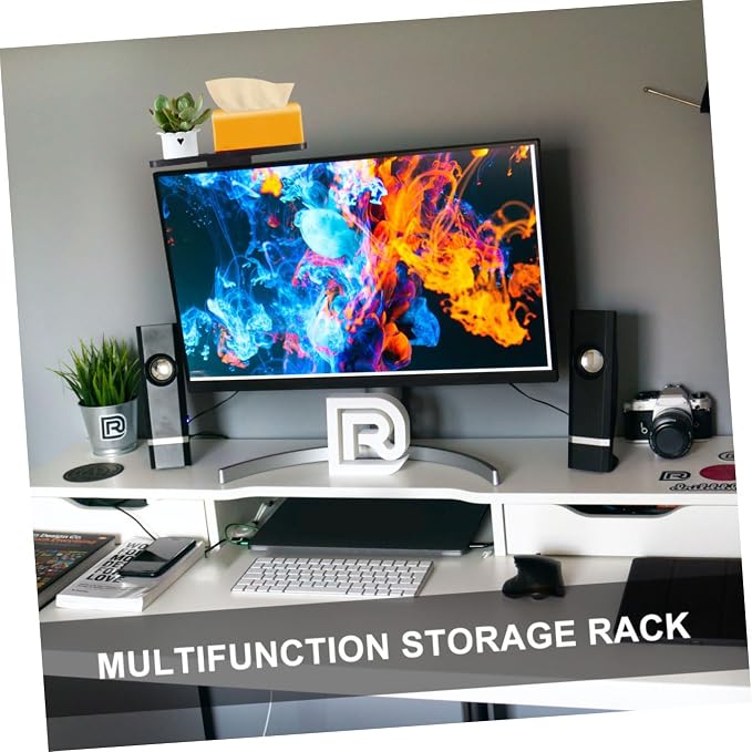 PRETYZOOM Monitor Shelf Tv Hanger Creative Office Storage Bracket Desk Stand Strong Load Capacity