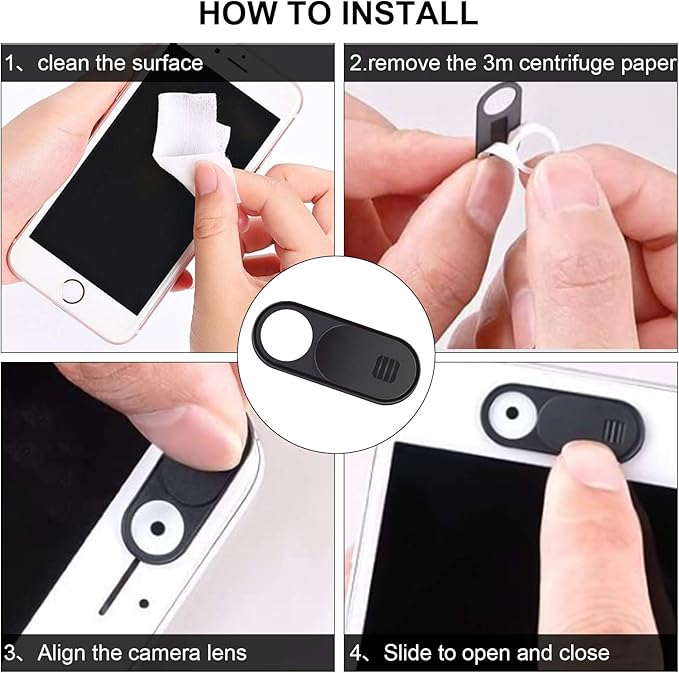 Laptop Camera Cover Slide, 2.0 Ultra-Thin Webcam Cover Slide Compatible for Laptop Table Apple MacBook iPad Pro iMac Cell Phone,Camera Cover Slide-Protect Your Privacy Security(3-Pack)