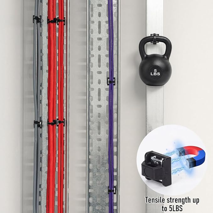 25 Sets Magnetic Zip Tie Mounts with Nylon Cable Ties, Mini Magnet Base Wire Holder Clips, Reusable Multipurpose Cord Management Organizer for Home Office Marine Desk