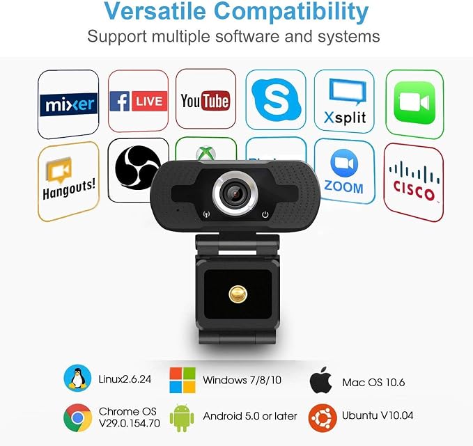 Anivia Upgraded 1080P HD Webcam with Microphone, Web Camera, USB Camera for Computer Plug and Play, 30FPS, for Meetings Video Calls Compatible with Desktop Laptop