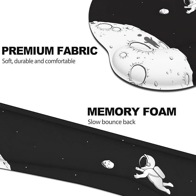 Ergonomic Mouse Pad with Wrist Rest and Keyboard Wrist Rest, Mousepad and Wrist Rest for Computer Keyboard, Pain Relief, Non-Slip Rubber Base, Mouse Pad with Wrist Support for Gaming, Astronaut
