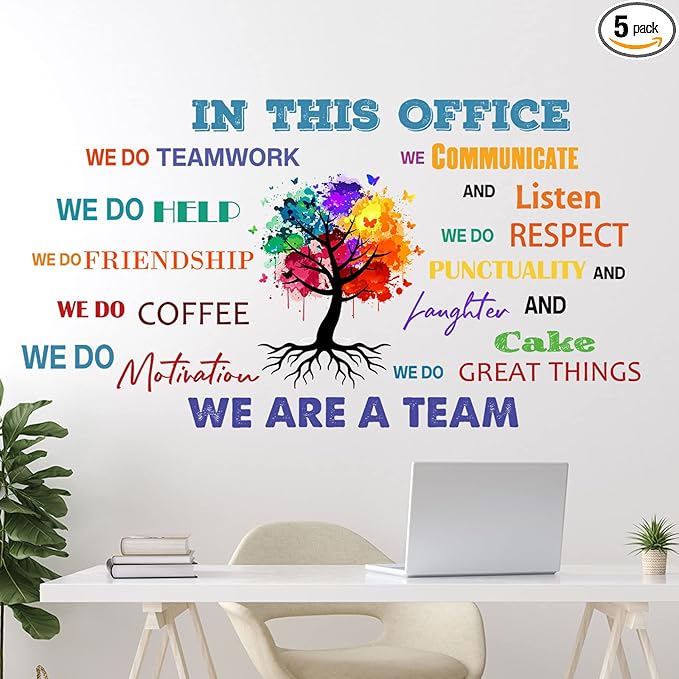 Chinco Office Inspirational Wall Decals Office Wall Decor for Quotes Positive Sayings Peel and Stick Workplace Stickers Motivational Teamwork Company Art We are a Team Gift(Elegant Style)
