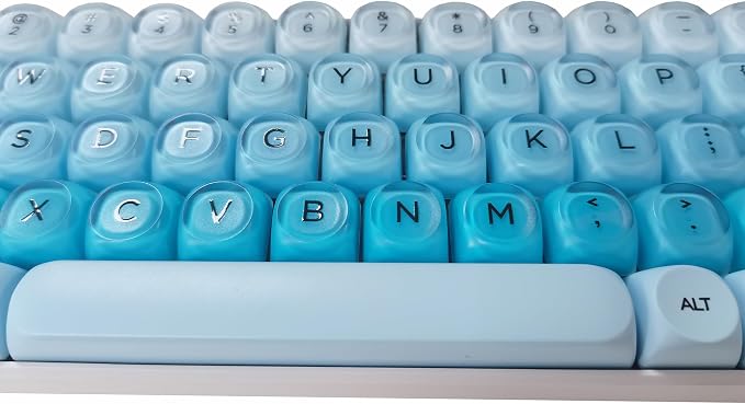 Guffercty kred Jelly Keycaps, 132pcs Cute PBT Keycaps HOA Low Profile Round Custom Keycaps for 60%/65%/75%/80%/96%/100% Mechanical Gaming Keyboards(Blue Sky)