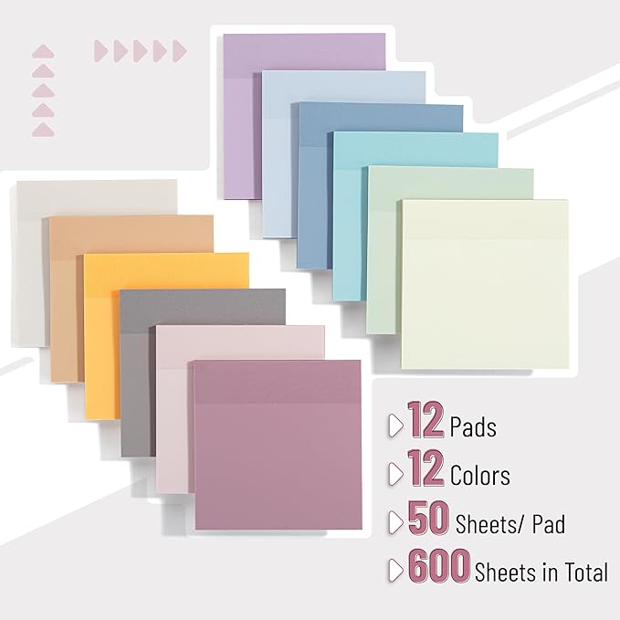 Mr. Pen- Transparent Sticky Notes, 3”x3”, Dreamy Pastel, 12 Pads, 600 Sheets, Bible Journaling Sticky Notes, See Through Sticky Notes, Translucent Sticky Notes, Stocky Notes for Bible Journaling