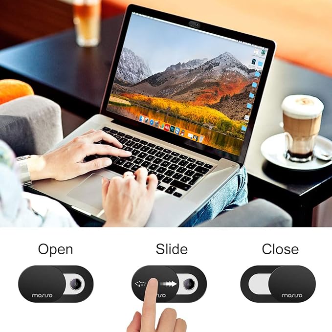 MOSISO Webcam Cover Slide, 0.027 inch Sliding Blocker Laptop Camera Cover Lens Blocker Shell Sticker Compatible with MacBook Air/Pro/Tablet/Notebook Privacy Security Protector(2 Pack)