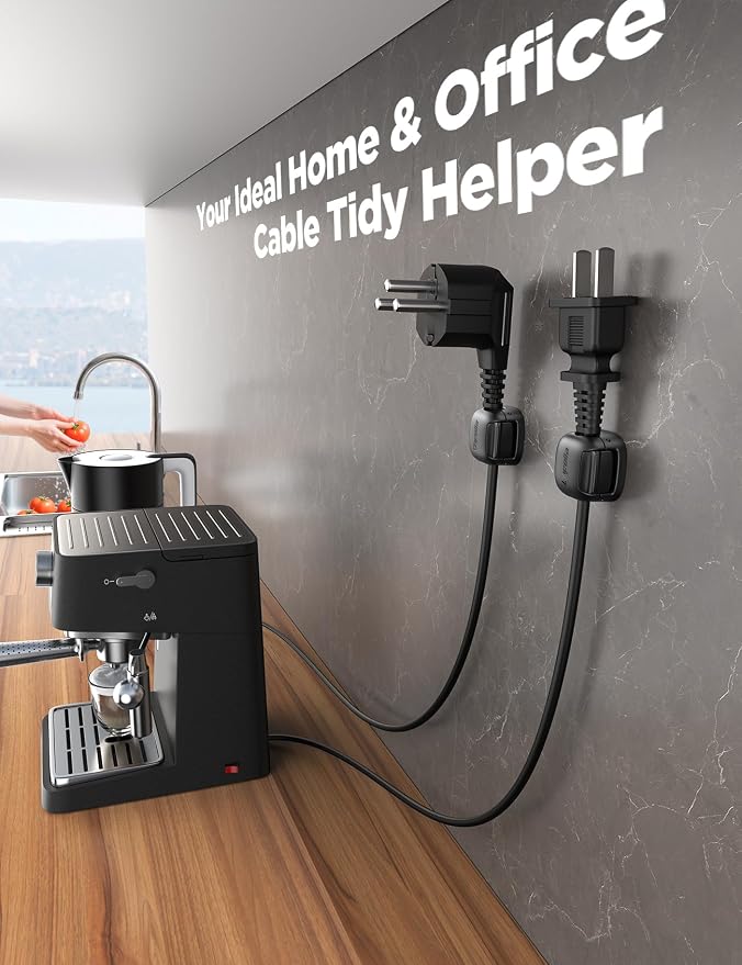 6Pack Cord Organizer, Chfeila Spring Cable Clips [1s Lock] Cable Management, Cute Cord Holder for Nightstand Home Office Desk Accessories Women Men,Girls Guys College Dorm Room Essentials Decor, Black