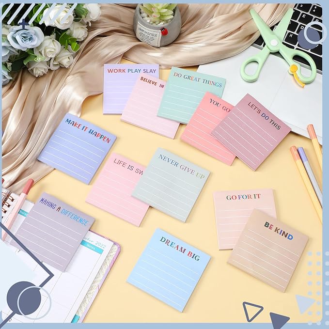Yinder 24 Pcs Inspirational Sticky Notes Thank You Gift Motivational Sticky Note Pad Employee Appreciation Gift Bulk for Staff Coworker Teacher Nurse Office Groups 3 x 3'' (Motivational,Aesthetics)