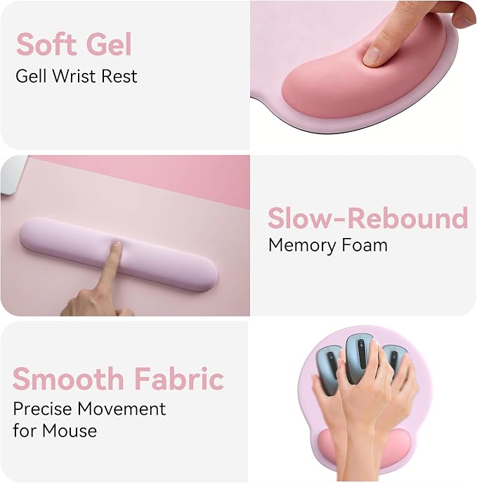 Mouse Pad with Keyboard Wrist Rest,Ergonomic Mouse Pad Wrist Support PU Base with Coaster,Mousepad with Nonslip Base for Computer Laptop Keyboard Home&Office