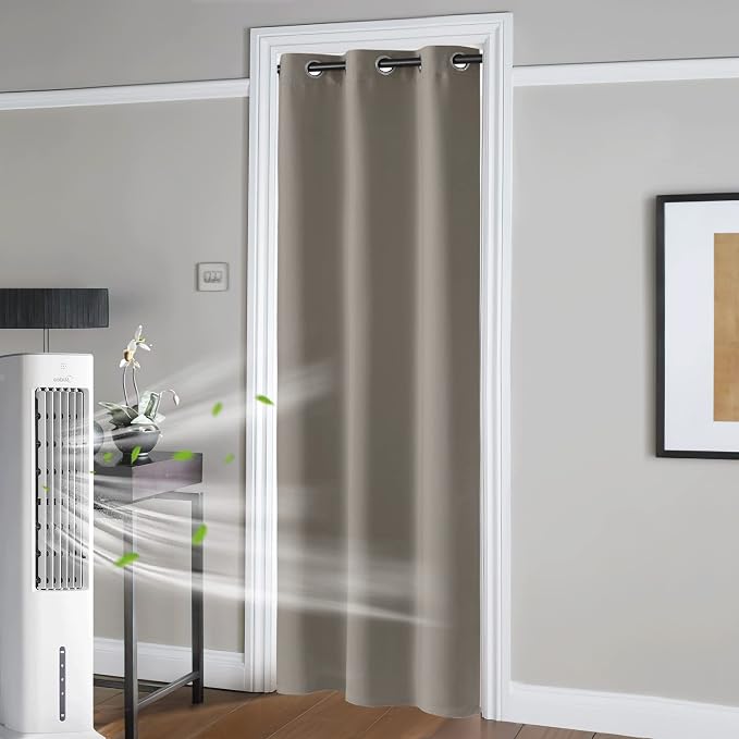 RYB HOME Temporary Doorway Curtains Blackout Privacy Room Divider Curtains Portable Drapes for Closet Wall Panel for Bedroom Living Room Dining Basement Window, W 60 x L 108 inches, Sand