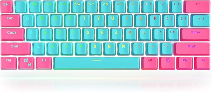 Guffercty kred PBT Keycaps 60 Percent with 6.25U Spacebar OEM Profile for Cherry MX Switch Mechanical Gaming Keyboard (Miami-V2)
