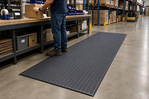 Guardian 24041202 Air Step Anti-Fatigue Floor Mat, Vinyl, 4'x12', Black, Reduces Fatigue and discomfort, Can be Easily Cut to fit Any Space