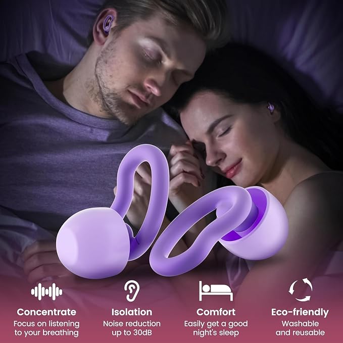 Ear Plugs for Sleeping,Reusable Noise Reduction Ear Plugs for Side Sleepers | 2 Pairs Silicone Ear Plugs, 6 Sizes Ear Tips (Single & Dual Layer), 30dB Noise Cancelling for Snoring,Travel ,Focus&Concerts
