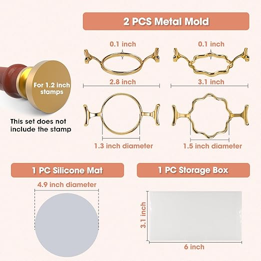 Yelsky Wax Seal Kit for 1.3 Inch Large Wax Seal Stamp, 2 Metal Molds with Round Flowers, for Gift Wrapping, Envelopes, Wedding Invitations, Wine Packaging, Greeting Cards, Documents