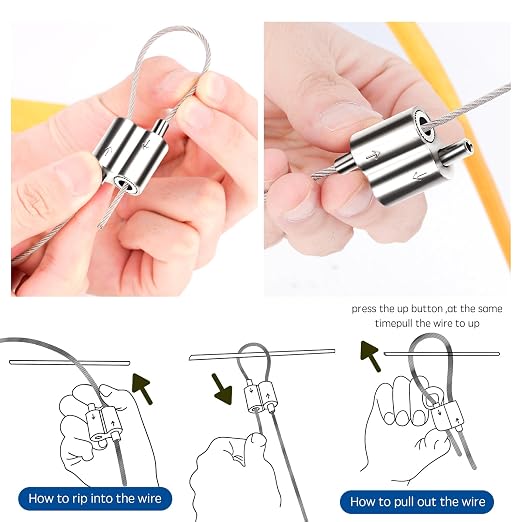1/16 Inch Cable Clamps, 1/16" M3 304 Stainless Steel Wire Rope Cable Clip Clamp, Two Way Wire Rope Clips for 1/16 Inch (1.5mm-2.0mm) Wire Rope for Holiday Decorations for Outdoors/Indoors - 4 PCS