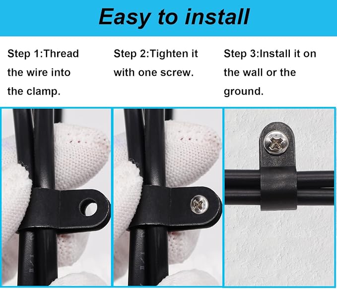 TWTADE 222PCS Black Cable Clamps Assortment Kit,Nylon Plastic R-Type 6 Sizes 3/16'' 1/4'' 3/8'' 1/2'' 3/4'' 1'' Cable Mounting Wire Clips Fastener with Screws for Wire Management