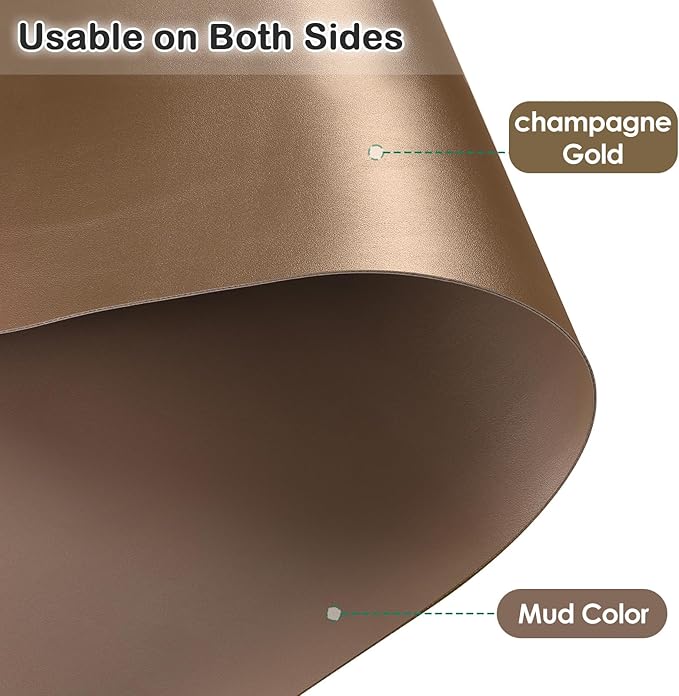 Leather Desk Mat,1.8mm Thick,15.75x23.6 Inch Desk Cover,Nightstand Cover,Night Stand Cover for Top,Night Stand Cover,Side Table Cover,Night Stand Mat(Mud Color+Champagne Gold,15.75x23.6)