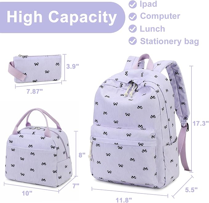 LEDAOU Backpack for Girls School Bag Kids Bookbag Teen Backpack Set Daypack with Lunch Bag and Pencil Case | Kids